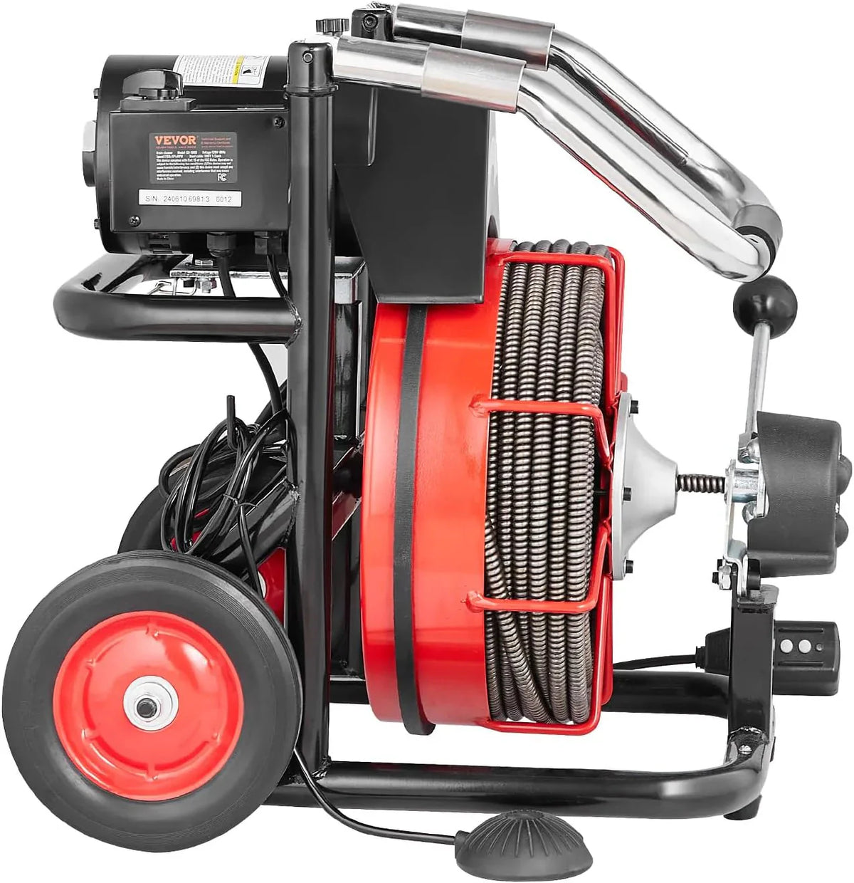 VEVOR Drain Cleaner Machine 100FT x 1/2 Inch, 550W, Red + Black - Drain Cleaner Machine 100 FT x 1/2 Inch