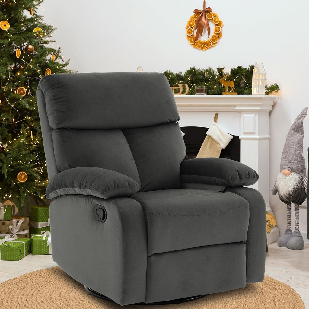 Swivel Rocker Recliner Chair For Compact Spaces - 32in D x 30.2in W x 38.9in H