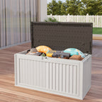 Asofer Resin Deck Box, 100 Gallon, Beige/Brown, 50.4in L x 24.8in W x 25.2in H