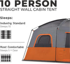 CORE 12 Person Straight Wall Cabin Tent, 16 x 11 Feet, Orange - SUVELAM