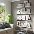 Floating Wall Shelves, Set Of 4, 46 x 3.8 x 2 Inch MDF Wood Picture Ledges