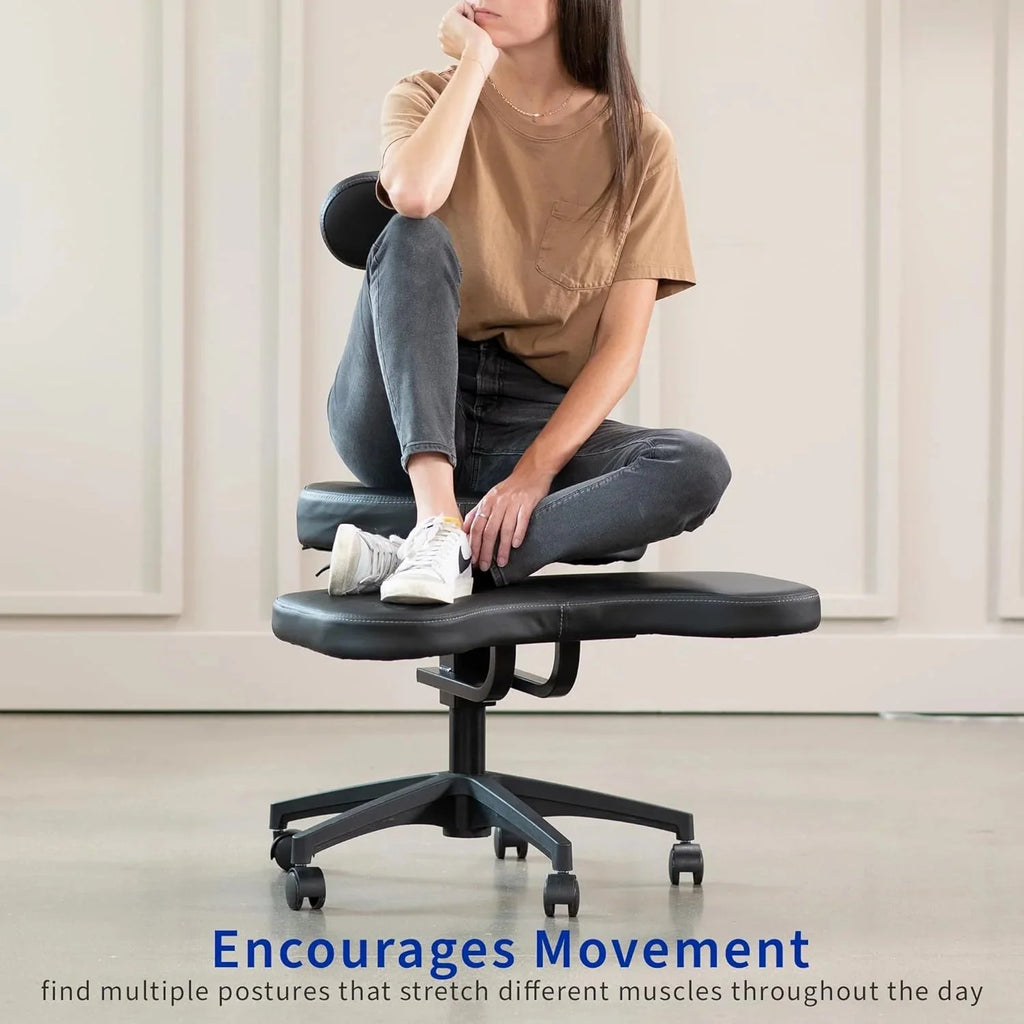 VIVO Cross-Legged Office Chair, Adjustable Height, Black - CHAIR-CL02B-R
