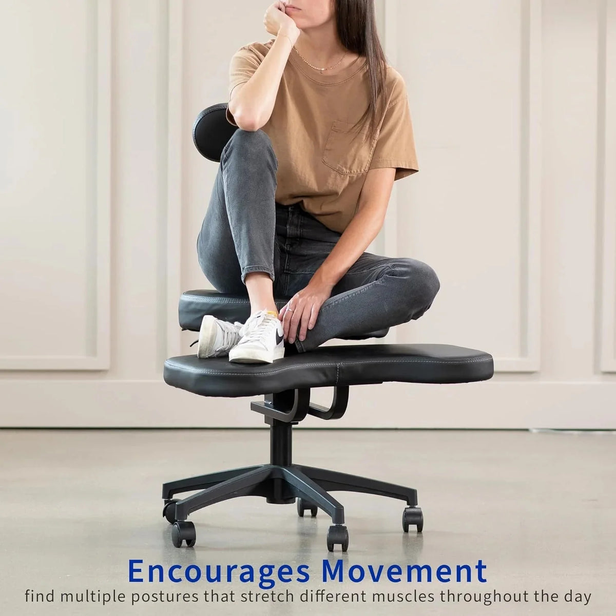 VIVO Cross-Legged Office Chair, Adjustable Height, Black - CHAIR-CL02B-R