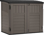 34 Cu. Ft. Horizontal Resin Storage Shed With Locking System, Stoney/Black - 53in D x 32.25in W x 45.5in H