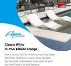 Aqua Chairs In-Pool Chaise Lounger, Classic White, 2-Pack, 66in D x 22in W x 24in H - Up To 9in Water Depth
