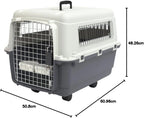 SportPet Designs Plastic Airline Approved Rolling Dog Kennel With Wire Door, XXX-Large, Gray, 48in L x 32in W x 36in H