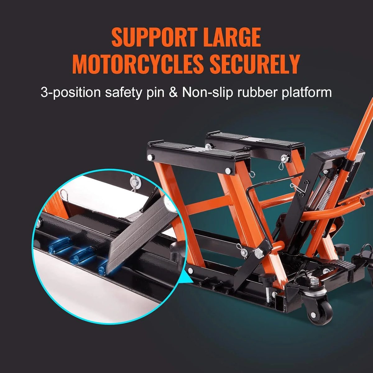 Hydraulic Motorcycle Lift Jack 1500 LBS Capacity, 15 Inches, Orange - 1500 LBS ATV Scissor Lift Jack