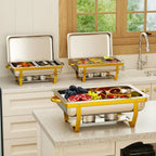 EffiQ-Rate Stainless Steel Chafing Dishes, 4 Pack, 9 QT, Silver And Gold - 7 Pans