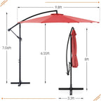 Sweetcrispy 9.8FT Offset Patio Umbrella With Easy Tilt Adjustment, 8 Ribs, Blue