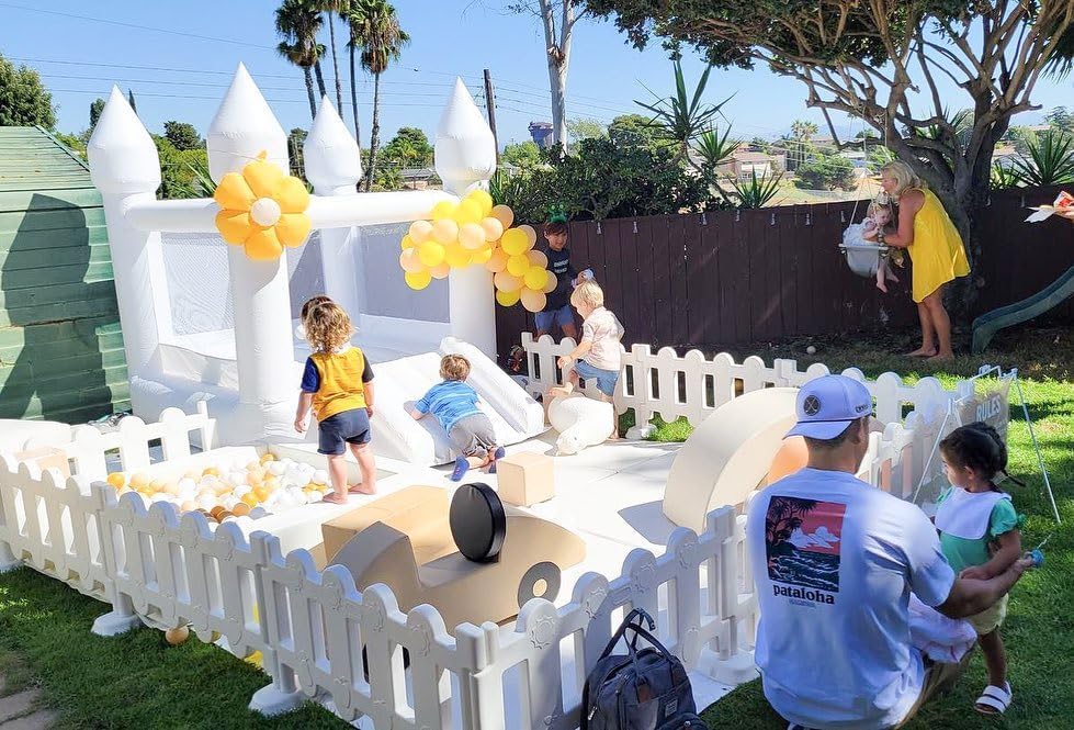 White Oxford Kids Bounce House With Slide And Blower, 103 x 71 x 90 inch, Ages 2-8