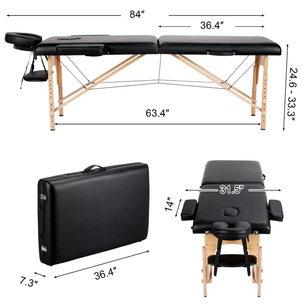 Yaheetech Portable Foldable Massage Table With Adjustable Headrest - 25in To 33.3in