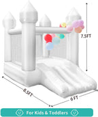 White Oxford Kids Bounce House With Slide And Blower, 103 x 71 x 90 inch, Ages 2-8