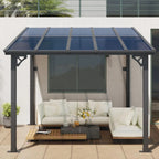 Wall-Mounted Patio Gazebo 10' x 12' With Sloped Polycarbonate Roof