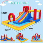 Hongcoral Inflatable Water Slide Bounce House, 10 In 1 With Blower, 2 Slides, 168.1in L x 111in W x 85.4in H - HSHUS-P01