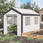 Walk-In Garden Greenhouse 20-Foot x 10-Foot x 9-Foot, White, 6 Roll-Up Windows, 2 Zipper Doors And Rain Cover