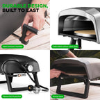 Outdoor Pizza Oven With 360-Degree Rotating Stone, 12-Inch, Black, Carbon Steel, 32.9 x 16.1 x 12.4 Inches