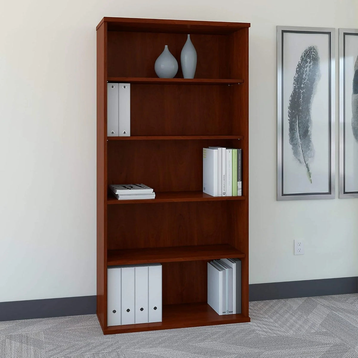 Bush Business Furniture Tall 5 Shelf Bookcase, Mocha Cherry - Series C