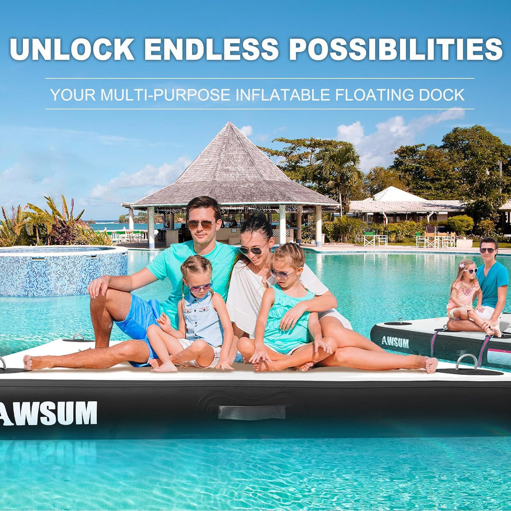 AWSUM Inflatable Floating Dock Platform, 10 x 8 ft, Mint Green