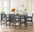 SERWALL 7-Piece HDPE Patio Dining Set, Aruba, 66.9in D x 32.2in W x 29.1in H