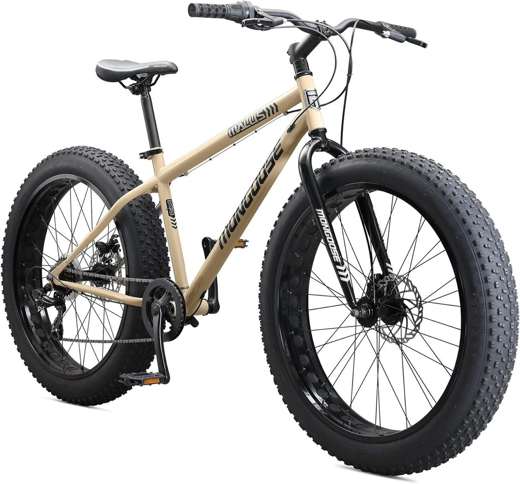 Mongoose Malus Adult Fat Tire Mountain Bike, 26-Inch Wheels, 4-Inch Tires, 7-Speed - R5714C