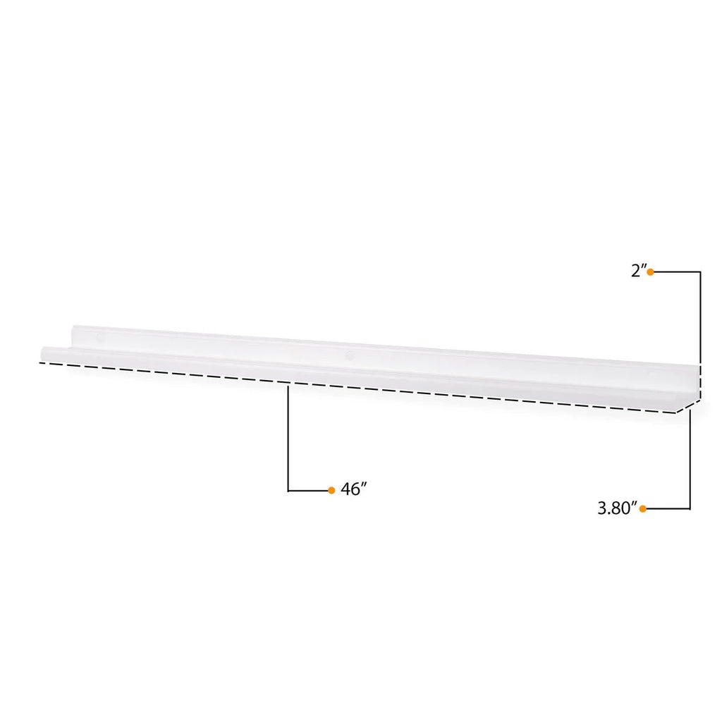 Floating Wall Shelves, Set Of 4, 46 x 3.8 x 2 Inch MDF Wood Picture Ledges