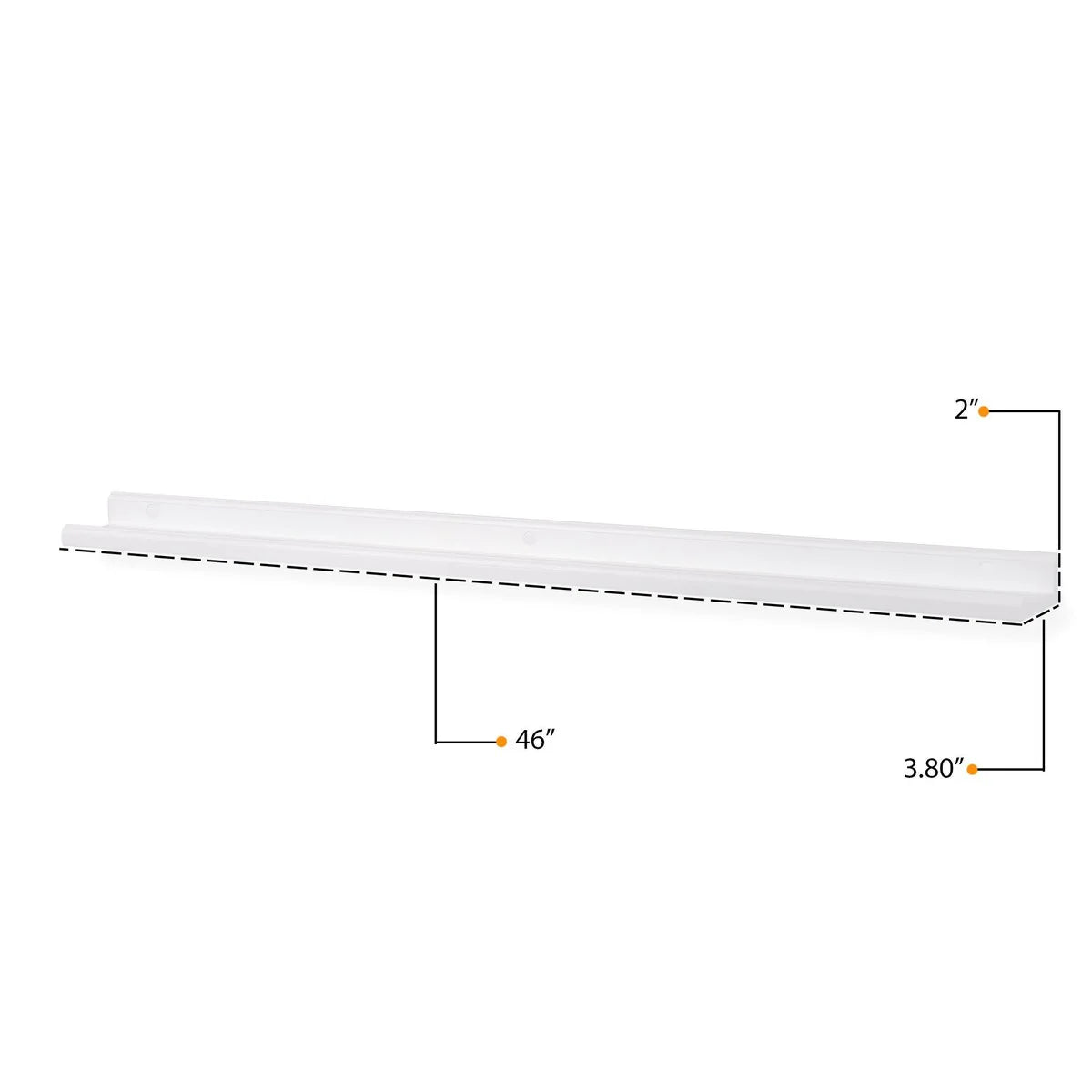 Floating Wall Shelves, Set Of 4, 46 x 3.8 x 2 Inch MDF Wood Picture Ledges