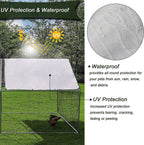 Metal Walk-In Chicken Run Cage With Cover, 10'L X 6.6'W X 6.56'H