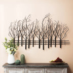 Black Metal Tree Wall Decor - Modern Forest Design Wall Art Sculpture