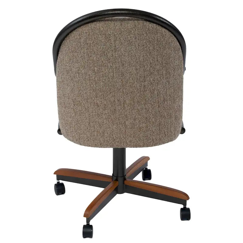 Casual Dining Swivel And Tilt Rolling Dining Chair, Brown Fabric, 38 H x 22 1/2 W x 22 D / 38 H x 24 W x 22 D