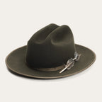 Fur Felt Western Hat, Sage, 4 1/4 in Crown, 2 3/4 in Brim - 1865 Distressed Open Road Royal Deluxe