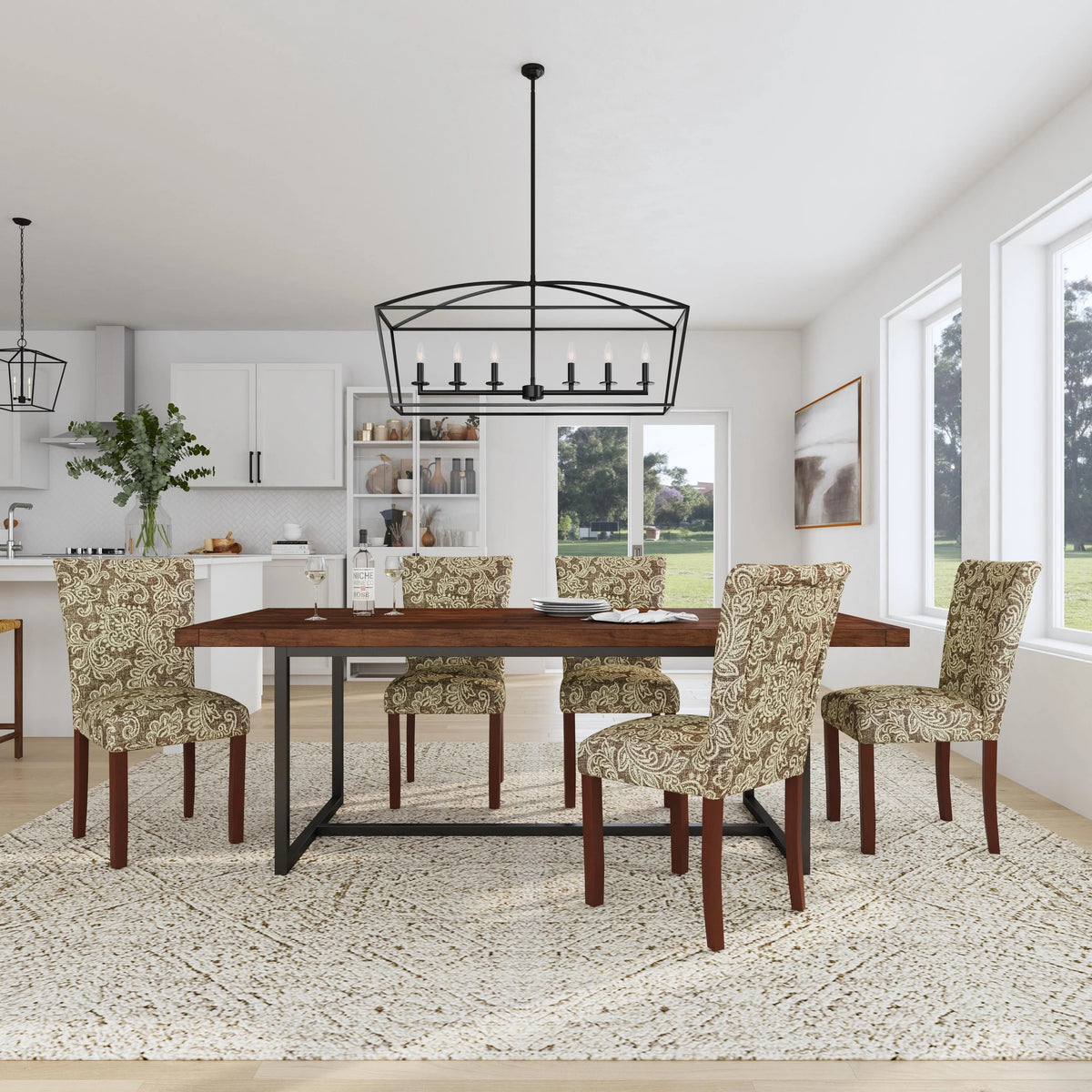 Set Of 2 Upholstered Parsons Dining Chairs, 38 in H x 19 in W x 23.5 in D