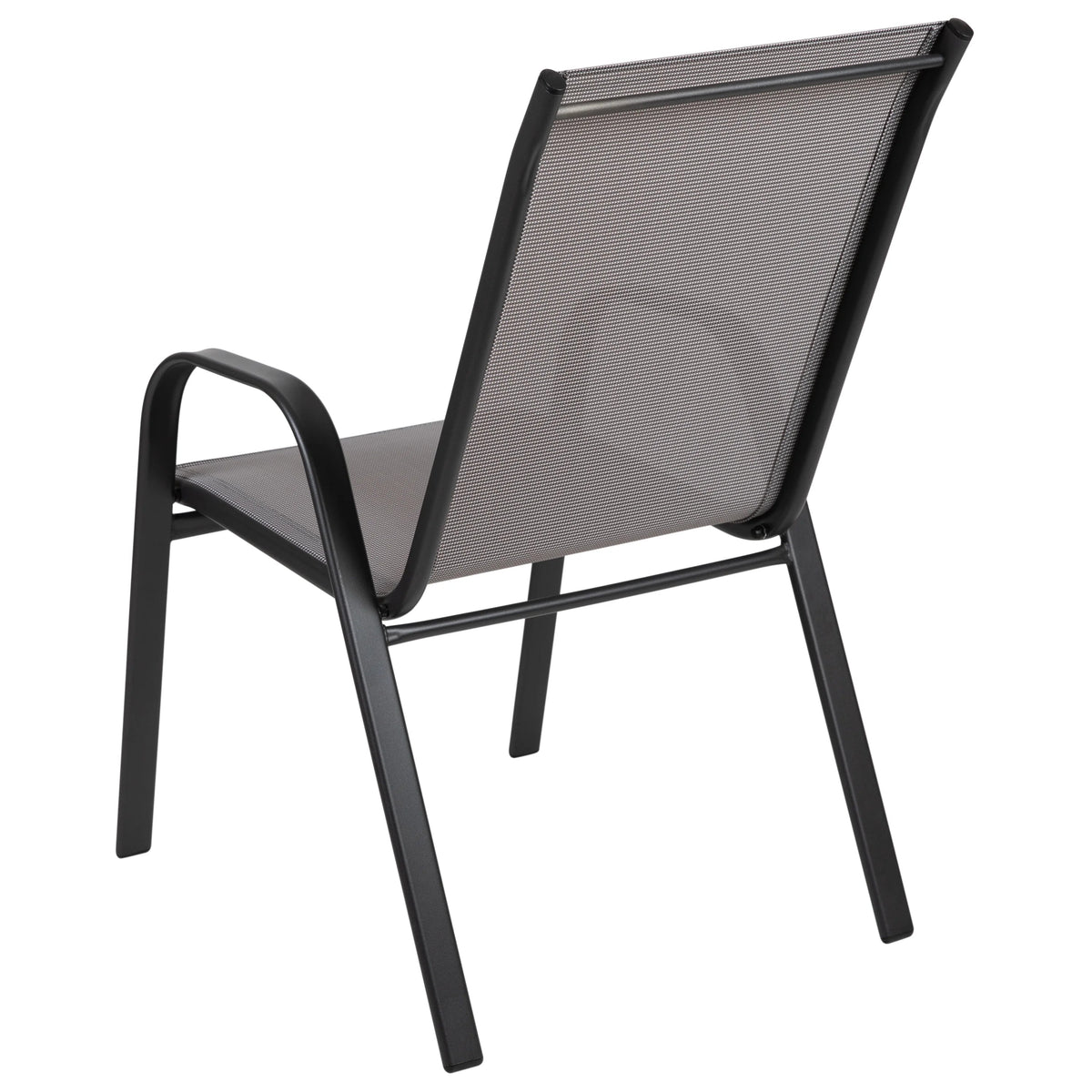 Emma + Oliver Outdoor Stack Chairs, Gray, 4 Pack, 21.25in W x 29in D x 36in H