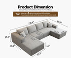 Settab Modular Sectional Sofa, 2 Seater Left-Facing Chaise, Black, 68.9 inch D x 107.5 inch W x 36.3 inch H