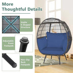 Oversized Wicker Egg Chair With 4 Cushions, 43 x 32.5 x 57 in