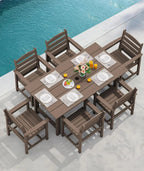 SERWALL 7-Piece HDPE Patio Dining Set, Aruba, 66.9in D x 32.2in W x 29.1in H