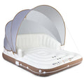 Costway Canopy Inflatable Pool Float Lounge, 71'' x 71'' x 63'' - White Brown Silver