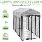 NiamVelo Large Dog Kennel 8'x4'x6' With Water-Resistant Cover, Black