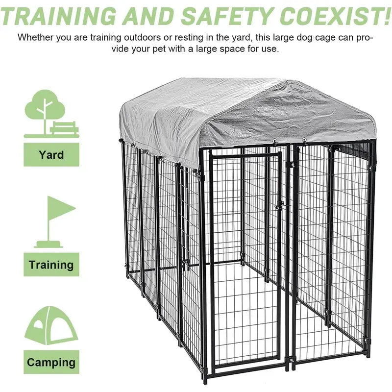 NiamVelo Large Dog Kennel 8'x4'x6' With Water-Resistant Cover, Black