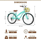 WEIZE 26 Inch 7-Speed High-Carbon Steel Beach Cruiser Bike
