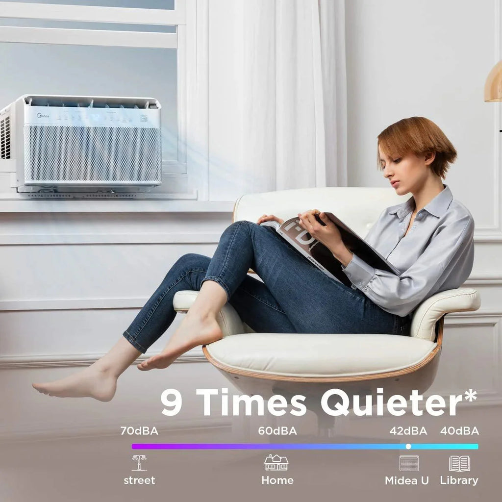 Midea U-Shaped Inverter Window Air Conditioner, 12,000 BTU, White - MAW12V1QWT-cr Renewed