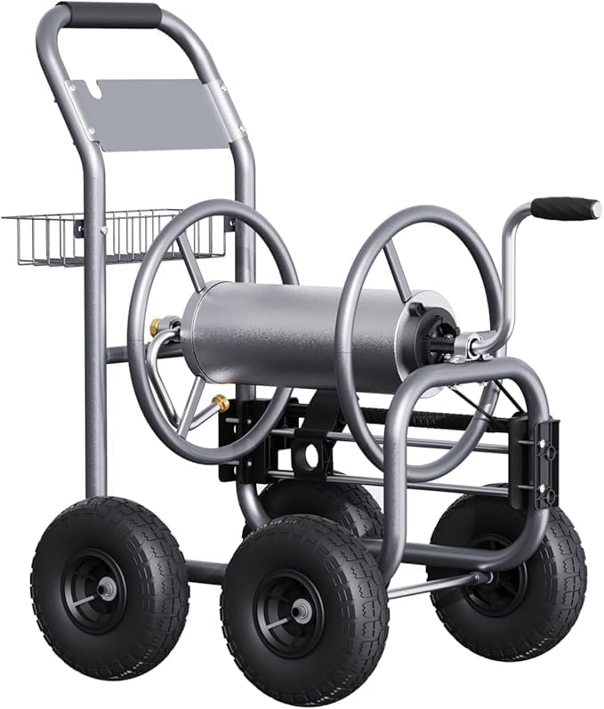 Giraffe Tools Heavy Duty Garden Hose Reel Cart With Wheels - 250-Feet 5/8-Inch Hose Capacity