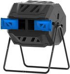 Dual Compartment Compost Tumbler Bin 43 Gallon Blue Door