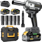 Cordless 1/2 Inch Impact Wrench, 1200Nm, 21V Brushless With 2 4.0Ah Batteries And 5 Sockets