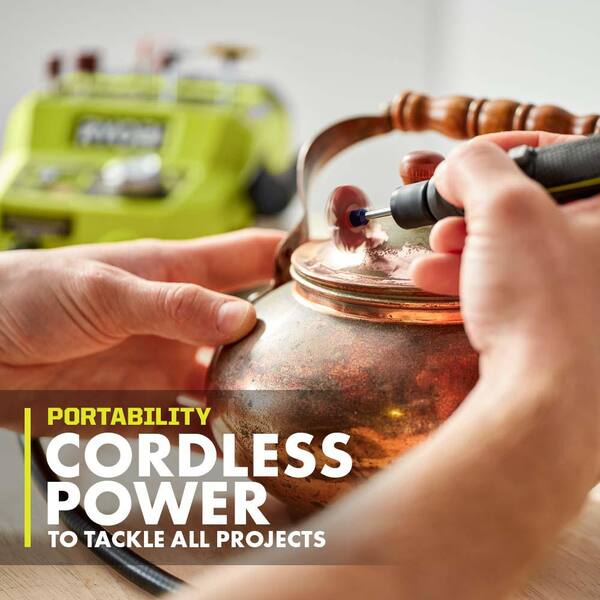 RYOBI ONE+ 18V Cordless 2-Tool Combo Kit With Rotary Tool Station, Glue Gun, 2.0 Ah Battery And Charger - PCL480 P307