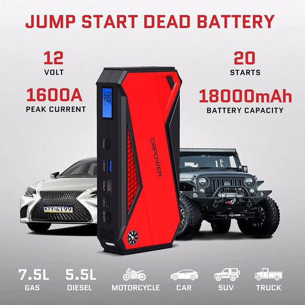 Peak 1600A 18000mAh Car Battery Jump Starter For Up To 7.2 Gas And 5.5L Diesel Engines - DJS90
