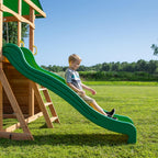 Backyard Discovery Mount Mckinley Cedar Wood Swing Set With Wave Slide, Play Deck And Sandbox Area