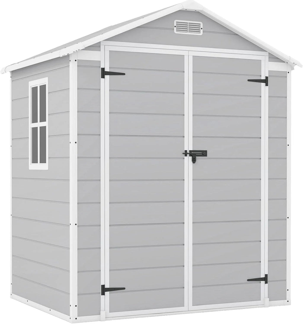 Patiowell 6x4 FT Resin Outdoor Storage Shed With Floor - Light Gray