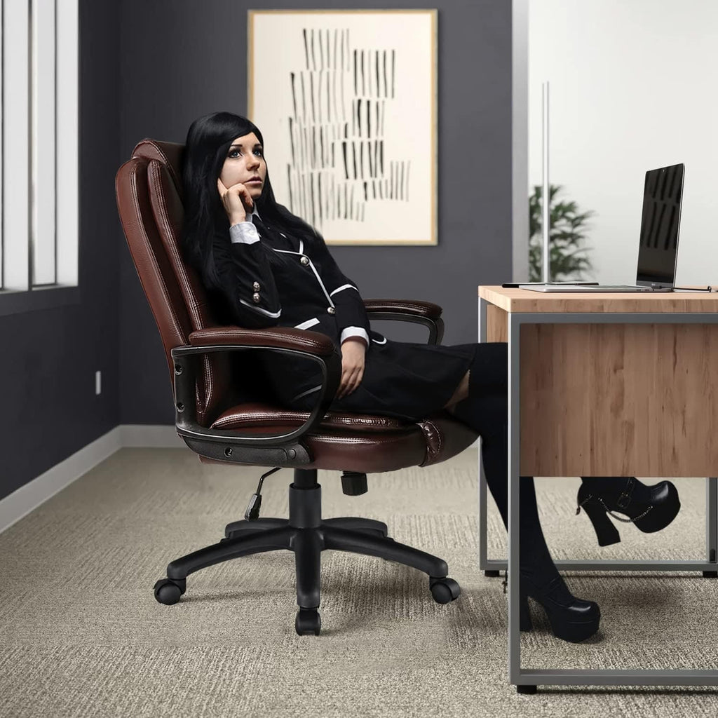 High-Back Ergonomic Leather Executive Office Chair, 400 lb Capacity