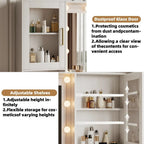 UGTOO Makeup Vanity Desk With Mirror And Lights, 58.27 in, 10 Adjustable LED Bulbs, 8 Drawers, 2 Cabinets, White
