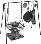 Campfire Cooking Grill Stand With Hooks And Accessories Bag, Black, 90x57x87cm